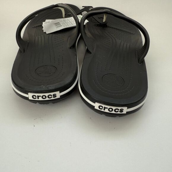 NWT Crocs Crocband Flip Black White Stripe Men's 11 Women's 13 - Picture 4 of 11